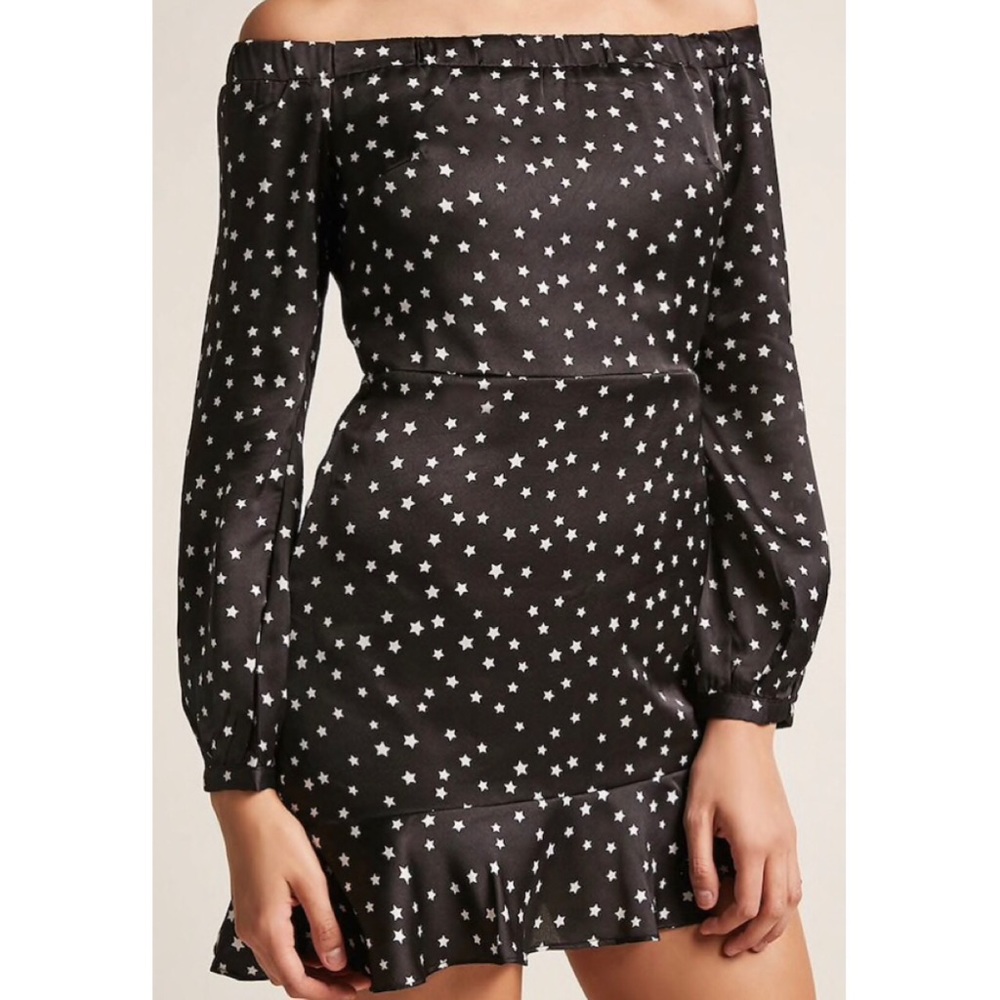 Sold ~ Star Satin Off-the-Shoulder Dress